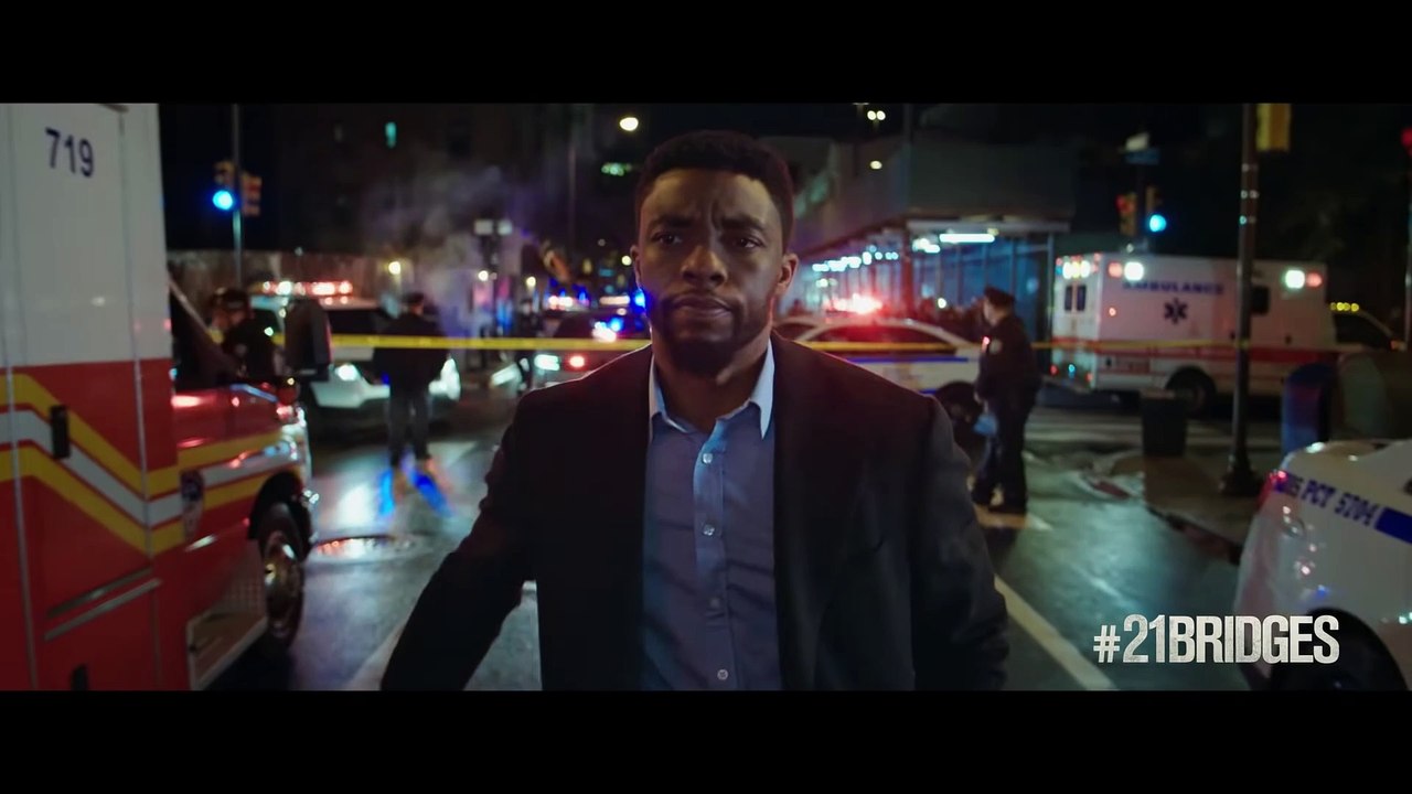21 Bridges Movie -  Chadwick Boseman, Stephan James, JK Simmons, Sienna Miller, Taylor Kitsch, Keith David, Alexander Siddig