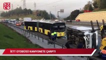 Kağıthane’de İETT otobüsü kamyonete çarptı: 1 yaralı