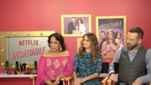 Gloria Diaz, Debby Ryan, and Dallas Roberts on 'Insatiable' season 2
