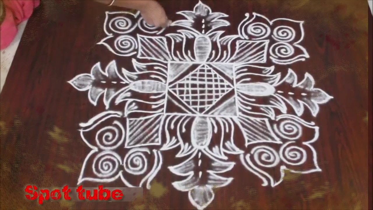 Spot Tube || simple and easy lotus rangoli designs free hand ...