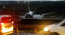 Sabiha Gökçen Havalimanı'ndaki uçak kazasından ilk görüntüler