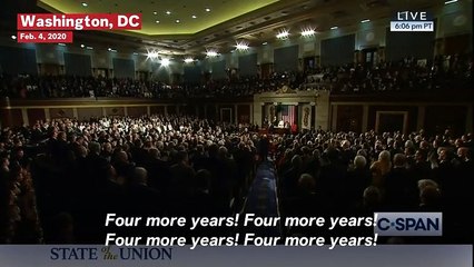 Скачать видео: Republicans Chant 'Four More Years' At Trump's 2020 State Of The Union Address