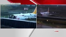 Sabiha Gökçen Havalimanı'nda Uçak Pistten Çıktı, Olay Yerinden İlk Görüntüler