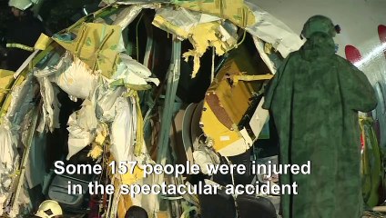 Part of plane that split into three on landing at Istanbul airport