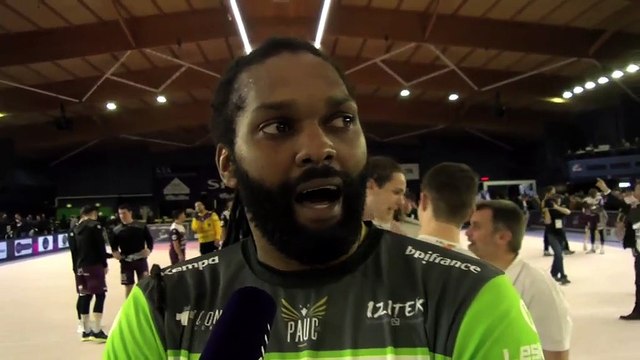 Wesley Pardin après la victoire du PAUC à Istres Provence Handball