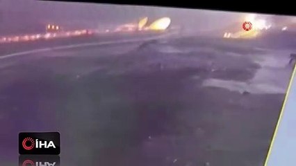 Uçağın pistten çıktığı anlara ait yeni görüntüler olayın şiddetini gösteriyor