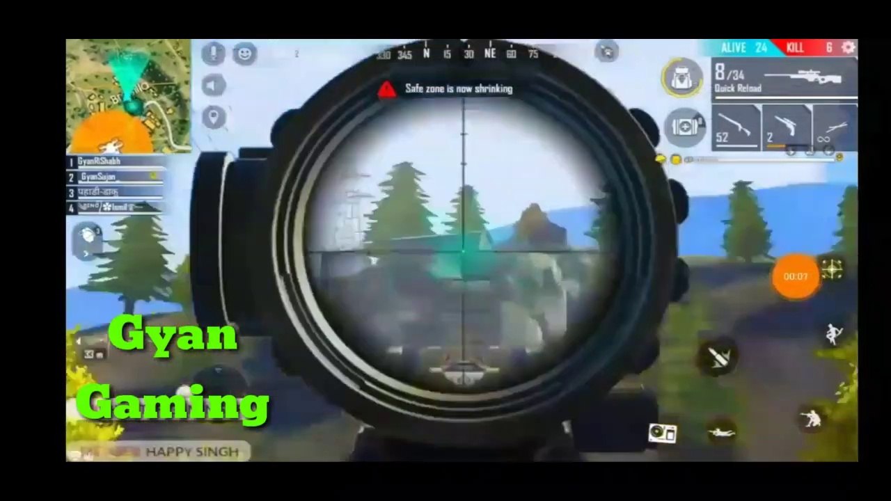 Free Fire Gyan Gaming vs Total Gaming vs Desi Gamers AWM SNIPPING SHOTS