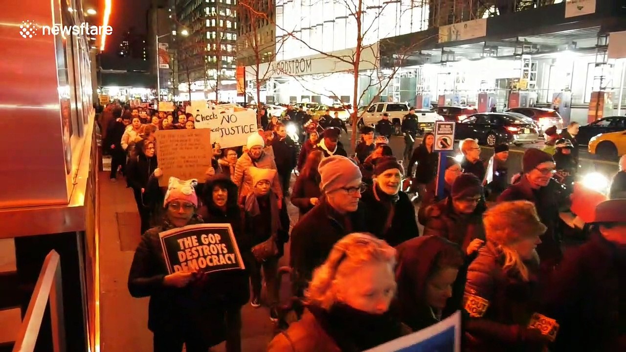 Several arrests as anti-Trump protesters rally in New York City after impeachment acquittal