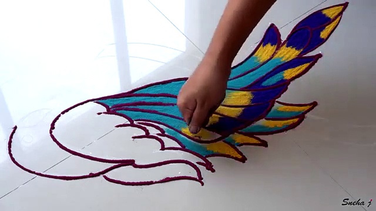 Beautiful Multicolored Parrot Rangoli By Sneha J