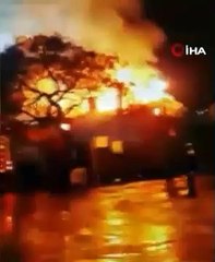 Korkutan yangın! Binayı enkaza çevirdi