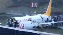شاهد: طائرة تركية تنشطر إلى 3 أجزاء ومقتل 3 ركاب