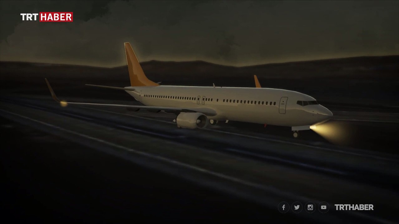 Pegasus uçağının pistten çıkış anı animasyonla canlandırıldı