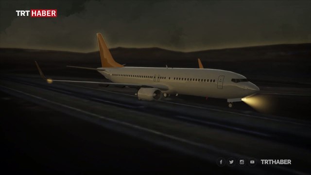 Pegasus uçağının pistten çıkış anı animasyonla canlandırıldı