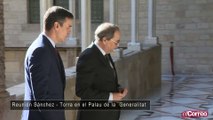 Pedro Sánchez llega al Palau de la Generalitat para su reunión con Quim Torra