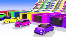 Super Heros For Kids - Racing Cars Coloring in Color Water Tubs - Learn Colors for Children with Sports Cars Tracks 3D Kids