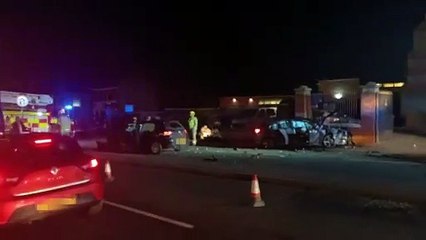 Scene of the two-car collision on Barrack Road, Northampton
