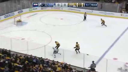 Matt Grzelcyk Drills Elias Pettersson Into The Boards With Late Hit, No Penalty
