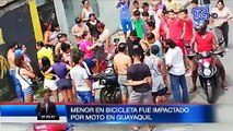 Niño en bicicleta resultó herido tras ser impactado por una moto en el sur de Guayaquil