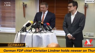 German FDP chief Christian Lindner holds newser on Thuringia -- GERMANY