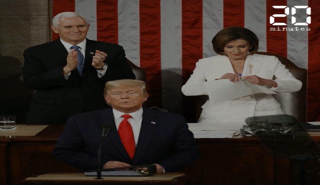 Nancy Pelosi déchire le discours de Donald Trump en direct