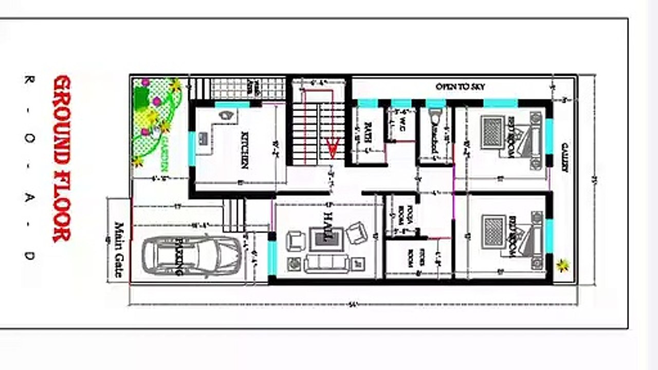 25X54 FT BEST HOUSE PLAN WITH POOJA ,STORE,GARDEN etc