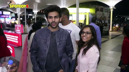 Love Aaj kal star kartik aryan and Sara ali khan spotted at the airport