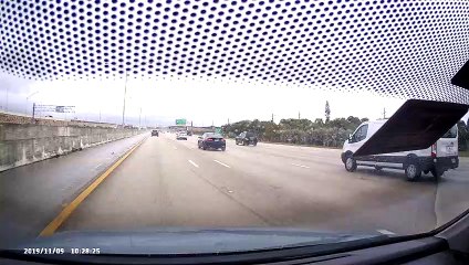 Car Hydroplanes Across All Lanes of Freeway in South Florida