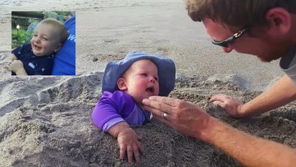 Cute Babies Play On The Beach - Fun and Fails