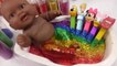 Five Little Speckled Frog Baby Doll Pez Glitter Slime Bath DIY Learn Colors Slime Kitchen Toys For Kids