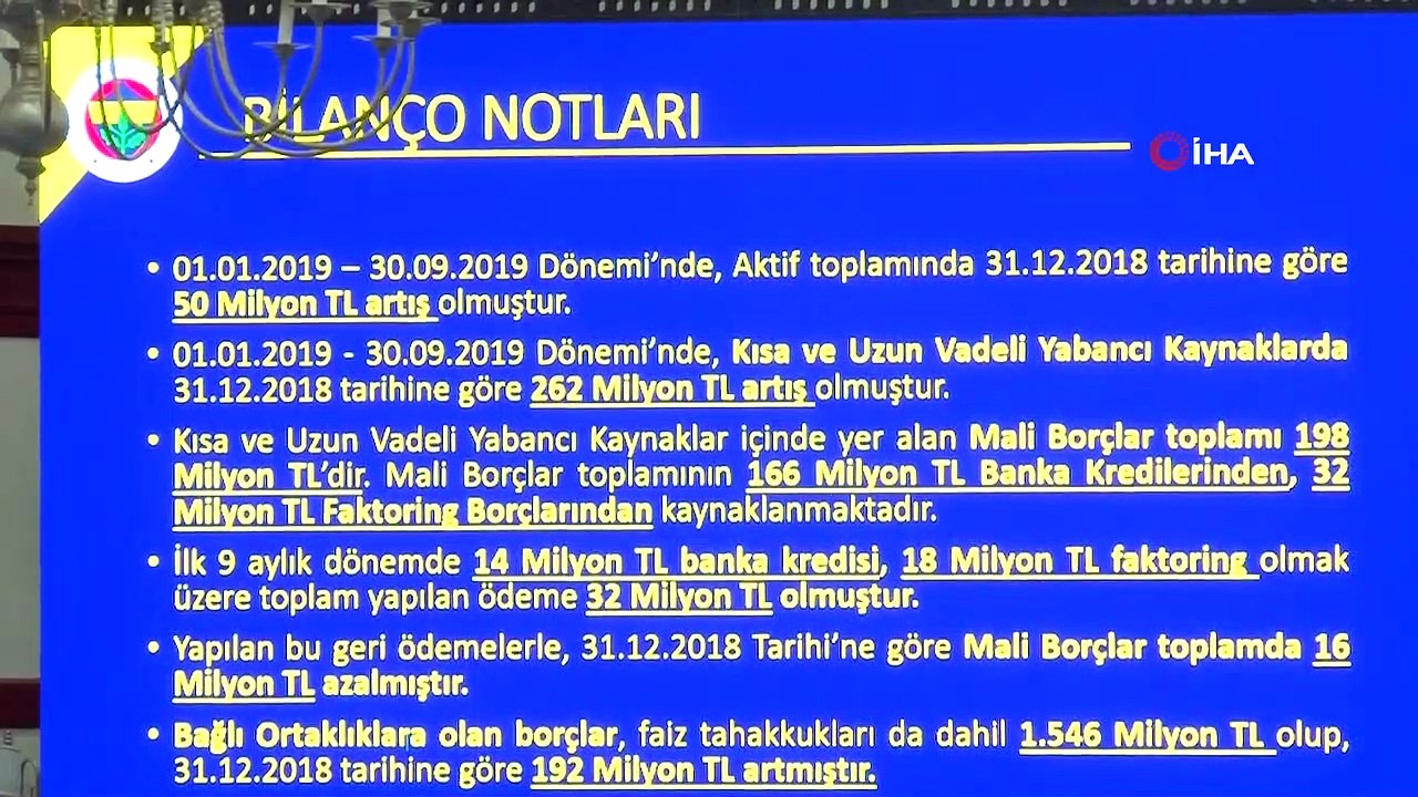 Fenerbahçe’nin borcu 2 milyar 190 milyon TL