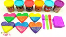 Making Colorful Glitter Ice Cream out of Play Doh 6 Colors Heart LOL Surprise Fuzzy Pets Pj Masks