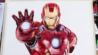 Speed Painting Watercolor Iron Man (Tony Stark) ดูหนังจบขอวาด Avenger End Game