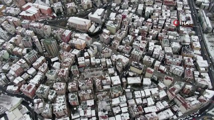 Beyaz örtü ile kaplanan İstanbul havadan görüntülendi