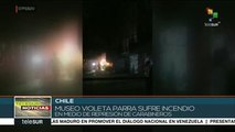 Reportan incendio de Museo Violeta Parra en Santiago, Chile