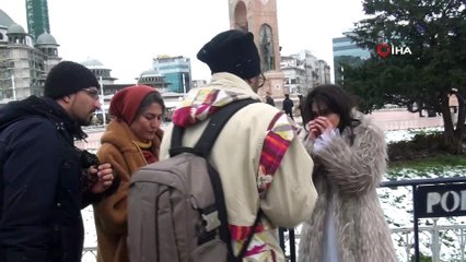 Taksim’de kar manzaraları