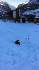 Skier Does A Trick From A Ramp And Fails