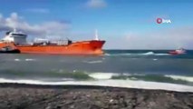 Yalova'da sürüklenen gemi kıyı ekiplerince tershaneye yanaştırıldı
