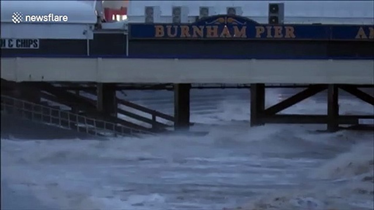 Storm Ciara creates stormy sea conditions in Burnham-On-Sea