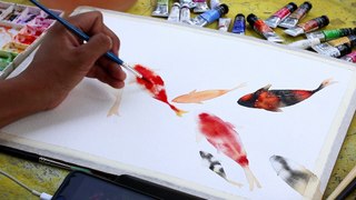 Speed Painting Watercolor วาดปลาคาร์ฟ #watercolor