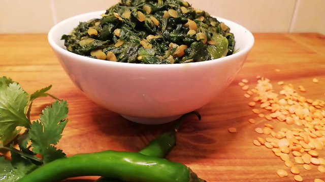 Palak Ki Sabzi (Spinach with Red lentil)