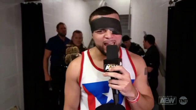 Santana promo on Moxley + Young Bucks confronts Hangman Adam Page