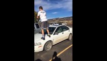 Guy Tries To Backflip Off Of A Car And Fails