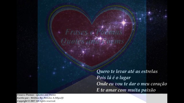 Quero te levar até as estrelas, vou dar meu coração, eu te amo muito! [Poesia] [Frases e Poemas]