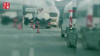 Öğrencileri taşıyan midibüste yangın çıktı