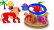 Learn Colors With Animal - Wrong Keys Elephant Train Toys For Kids -Colors Cages wooden Animals Matching Game Train tracks Set