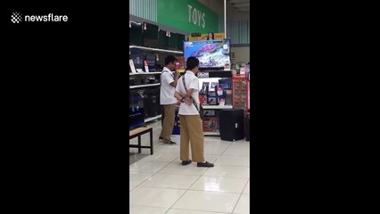 Blind schoolboy amazes shoppers by singing Sam Smith hit on store karaoke machine