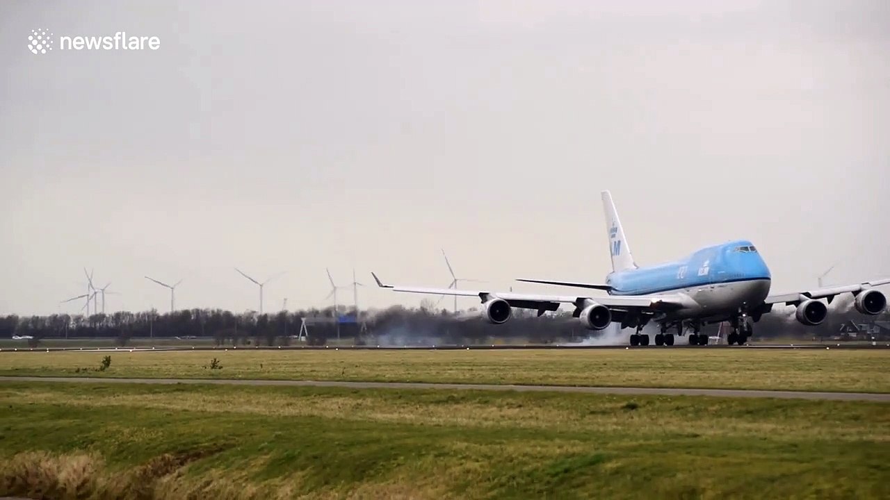 Storm Ciara sees planes suffer heavy turbulence as they land at Amsterdam's Schiphol Airport