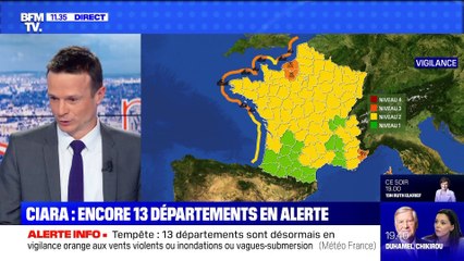 Ciara: encore 13 départements en alerte - 10/02