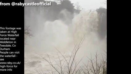 Storm Ciara hits High Force waterfall in Upper Teesdale - from @rabycastleofficial