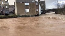 Moment restaurant collapses into raging river in Scotland during Storm Ciara